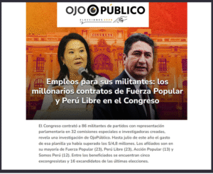 Alonso Cárdenas, docente de Ciencia Política UARM, analiza para Ojo Público la contratación de militantes en el Congreso